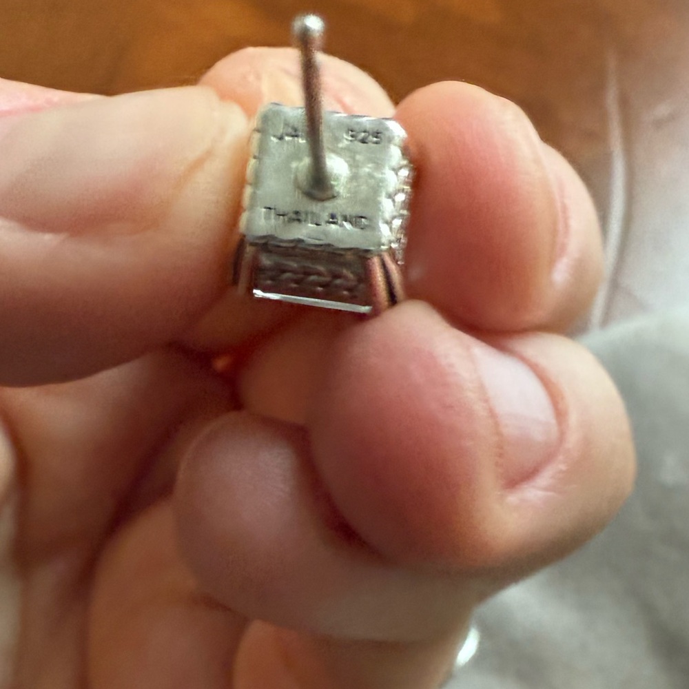 JAI Sterling Silver Asscher Cut White Topaz Ring, sz 5, and Earrings like New - Picture 11 of 12
